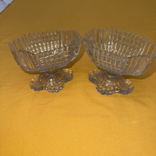 Art Deco Hexagonal Foot Fruit/Jelly Bowls x 2.      (B9)