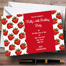 Strawberry Vintage Tea Red Personalised Party Invitations