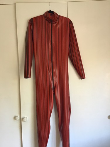 Men balck red bicolor latex - red,