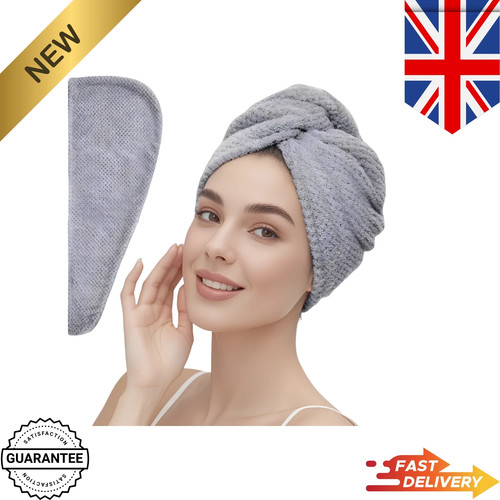 Grey microfiber hair towel - grey,