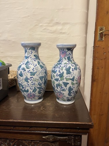Vintage chinese lotus vases - chinese,
