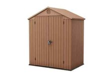 Keter Darwin Shed 6x4 Garden Storage Shed with Double Door Outdoor Tall - Brown