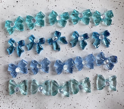 20pcs blue resin nail bows - 3d,