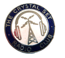 Crystal Set Radio Club members badge vintage Tower Headphones
