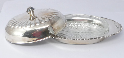 Silver plated covered butter - silver,