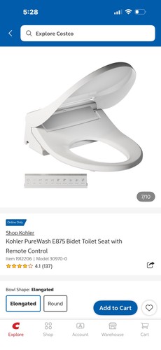 Kohler purewash e875 - e875, bidet
