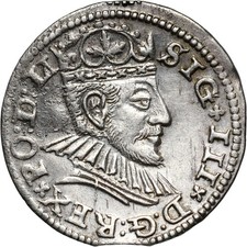 Silver Coin 	Duchy of Livonia Sigismund III Vasa, trojak 1590, Riga