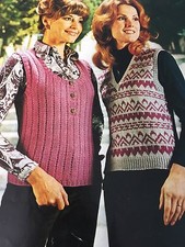 Knitting Pattern Women Ladies Tank Top DK Fair isle Sizes 32-38" Vintage