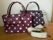 Two Cath Kidston Bags - Burgundy and Navy/Purple - Both with Cream Spots.