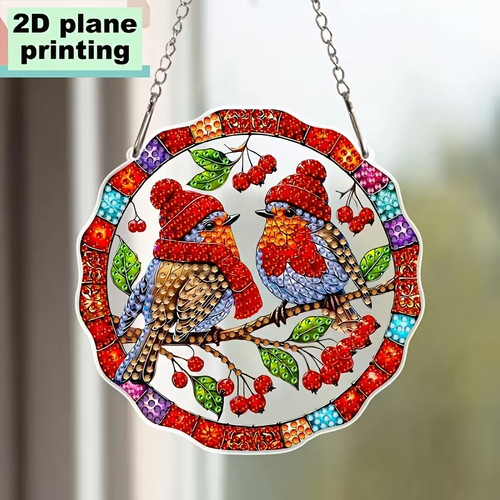 Diamond art winter robins - art,