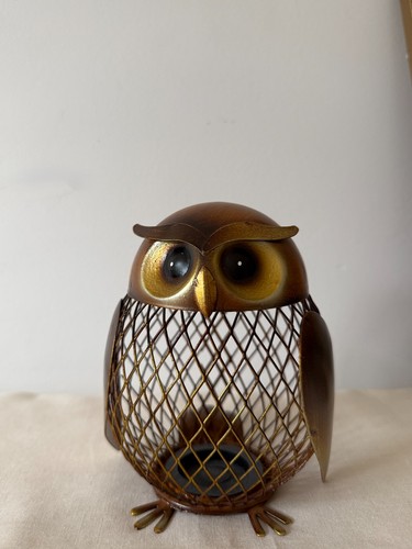 Metal owl money bank - owl,