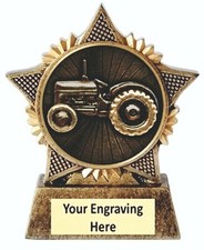 Tractor Trophy Star Award 90mm Antique Gold Farmer Agricultural Free Engraving