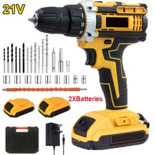 2 Battery 21V Cordless Drill Combi Driver High Power Electric Screwdriver Set UK