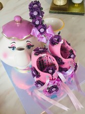 Girls Shoes and Headband Set Hand Finished Romany Ribbon Pink Purple Flower 5