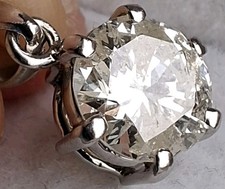 Platinum Large 1.45Ct Natural Diamond Solitaire Round Pendant For Necklace