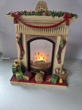 18cm Marks & Spencer Christmas Fireplace Tealight Holder Hand Painted VGC