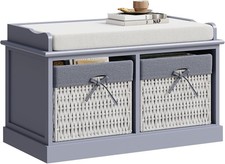 Blue Grey Shoe Storage Bench