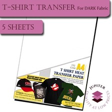 T-shirt transfer paper for Dark Fabric - A4 - 5 Sheet Pk - For INKJET printers
