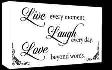 White Live Laugh Love Quote Canvas Wall Art  Picture Print - A1, A2 + sizes