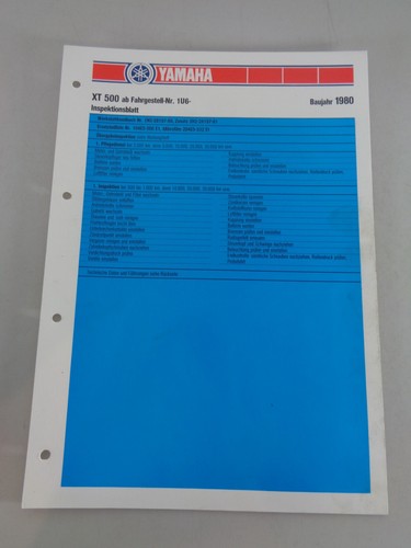 Inspection sheet yamaha 500 - sheet,