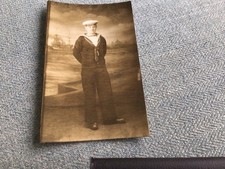 ORIGINAL VINTAGE POSTCARD PHOTO SAILOR IN UNIFORM HMS SUPERB ON HAT NAME TALLY