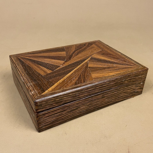 Geometric wooden marquetry box - geometric,