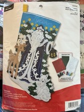 Winter Santa Stocking Bucilla 86935 Felt Applique Kit