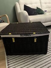 Large fully lined Selfridges wicker hamper basket (empty)