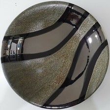 Decorative Round Ceramic Glass Bowl plate Khaki Mirror Organic Waves Dia: 345mm
