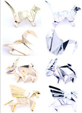 Paper folding origami swan crane dog rabbit flying horse brooch, pin, choices
