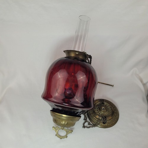 Antique ruby red glass hanging - antique,