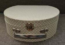 Round Dove Grey & White Polka