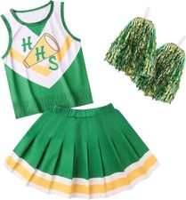 Cheerleader Girls Dress Costume with Poms Poms Hawkins Tigers Kids 2-10 Years...