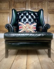 TETRAD FADED GLORY JOHN LEWIS ANTIQUE GREEN LEATHER CHESTERFIELD LIBRARY CHAIR