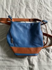 Valentina Turquoise And Tan Crossbody Leather Handbag - Brand New