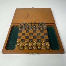 Vintage High Quality Travel Chess Set with Metal Pieces 