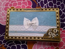 Vintage Boxed Horrockses Bathroom Towel Blue White Original Packaging