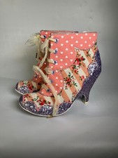 Irregular Choice Stripe and Floral Ankle Boot Heels - EUR 37