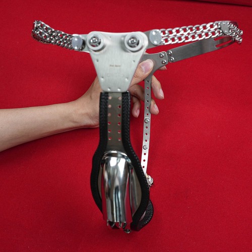 Stainless steel chastity cage - steel,
