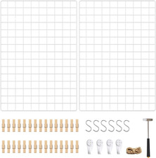 SONGMICS Grid Panels, Set of 2, Large Photo Wall Display, 65 X 45 Cm, Metal Mesh