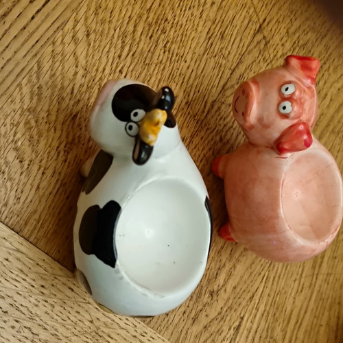 Pair ceramic cow pig animal - ceramic,