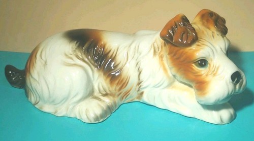 Porcelain fox terrier figurine - porcelain,