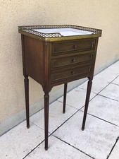 French Empire Style Mahogany Marble Top Bedside Or End Table
