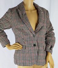 PER UNA Size 12 dogtooth Houndstooth hacking jacket  fitted ivory pink blue