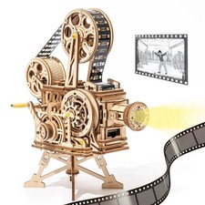 Robotime ROKR Hand Crank Projector Classic Film Vitascope 3D Wooden Puzzle Model