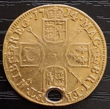 1714 Full Guinea Queen Anne - third draped bust - 8g gold 22ct - VF - ex charm