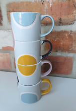 John Lewis Stacking Espresso Mugs Cups Set of 4 Modern Blue Set