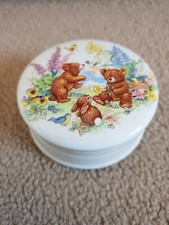 NWOT Ceramic Trinket Box Teddy Bear Children's Kids Jewellery Box