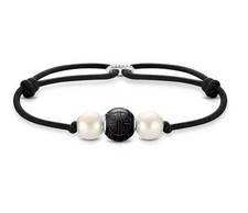 Thomas Sabo Unisex Pearl & Black Bead Bracelet with hallmark silver BNWT RRP £55