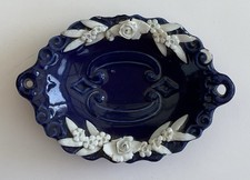Vintage Cobalt Blue Glazed Trinket Dish - Limoges?